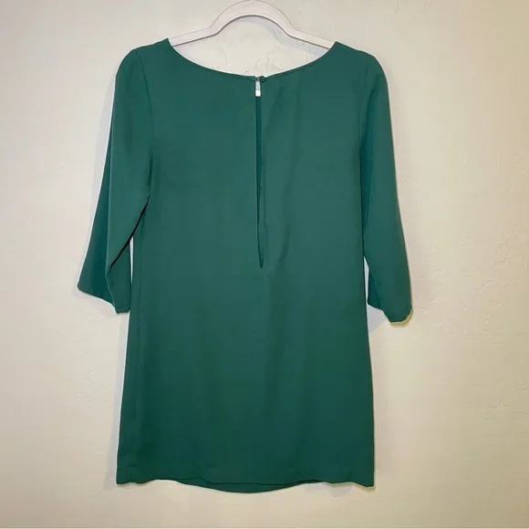 Leith Forest Green Boatneck Crepe Dress w/ Keyhole and 3/4th Sleeve XS - Picture 4 of 5